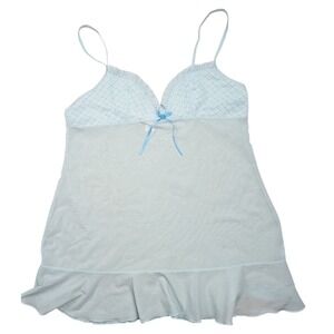 Victoria's Secret Sheer Camisole Tank Top Sz Large Blue Fairy Babydoll Ballerina